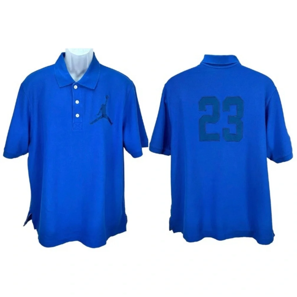 Nike Air Jordan | Mens XXL | Blue Embroidered Jumpman 23‎ Polo Shirt
